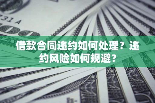 济南借款合同违约如何处理？违约风险如何规避？